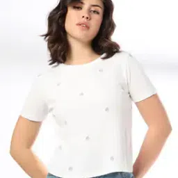 rio Women Embroidered Regular Fit Crew-Neck T-Shirt-picture-31