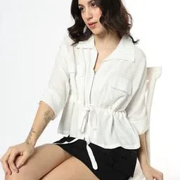Women Regular Fit Spread Collar Shirt-image-19