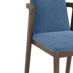 urban ladder Harper Solid Wood dining chair in Danish Walnut finish, Fabric Baltic Blue image 5