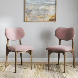 urban ladder Oille Solid Wood Dining Chair set of 2 in Danish Walnut Finish with Faded Lilac Fabric-picture-18