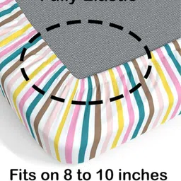 Bajo's White & Yellow Graphic Cotton Fitted 250 TC King Bedsheet With 2 Pillow Covers image 4