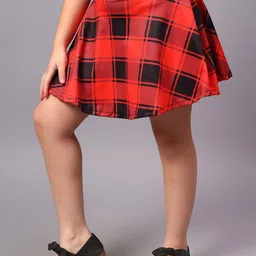 BAESD Girls Checked Flared Knee Length Flared Skirt With Shorts image 2