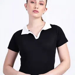 TABADTOD Shirt Collar Fitted Crop Top-picture-37