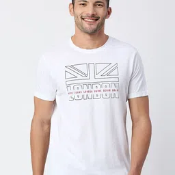 Pepe Jeans Men White Cotton Typography Printed T-shirt image 1