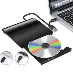MICROWARE External CD Drive, USB 3.0 Portable CD/DVD +/-RW Drive Slim CD/VCD ROM Rewriter Burner Floppy Superdrive Compatible with Laptop Desktop PC Windows and Linux OS Apple Mac MacBook Pro image 1