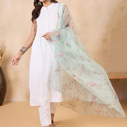 InWeave Floral Printed Organza Dupatta-picture-26