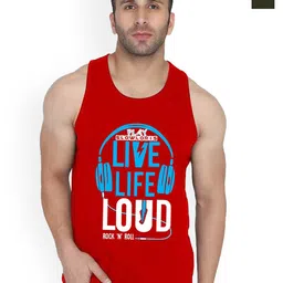 SLOWLORIS Pack Of 2 Printed Cotton  Vests- SL26 COMBO (LOUD RED) (ADV OLIVE)-image-26