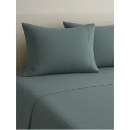 Haus & Kinder 100% Organic 300 Tc Cotton Percale King Flat Bedsheet, Deep Drift, Aegean-image-32