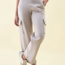 98 Degree North Grey Women Cotton Solid Trackpant image 1