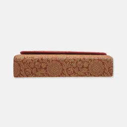 fabindia fashion Fabindia Red Silk Blend Clutch with Detachable Chain (M) image 4