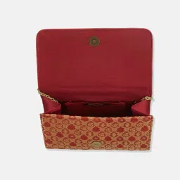 fabindia fashion Fabindia Red Silk Blend Clutch with Detachable Chain (M) image 5