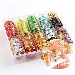 FEELHIGH 10 Rolls Gold Net Print Nail Foil Decals - 11-picture-15