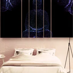 Casperme Black & Blue 6 Pieces Buddha Wooden Painting Wall Arts-image-20