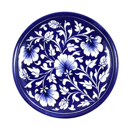 INDIA MEETS INDIA Blue & White Floral  Printed Plate Wall Art-image-54