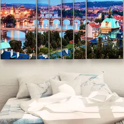 Casperme Blue & Purple 6 Pieces Wooden Modern Art  Wall Paintings-image-72
