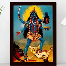Tamatina Blue & Yellow Shamshan Kali Printed Wall Art-picture-33