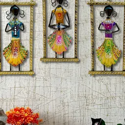 ANSHIKA INTERNATIONAL Brown 3 Pieces Musician Wall Hanging Decor-picture-12
