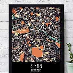 Gallery99 Multicoloured "Berlin Germany Map" Texture Paper Framed Wall Art-picture-36