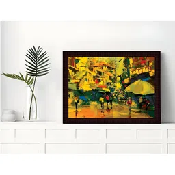 Tamatina Black & Yellow Printed Wooden Framed Wall Art-picture-26
