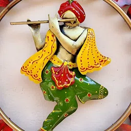 ANSHIKA INTERNATIONAL Brown Krishna Metal Wall Hanging-image-86