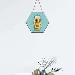 SAF Blue & Yellow Printed Wooden Wall Hanging-picture-34