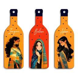 SEHAZ ARTWORKS 3-Pcs Brown & Red Printed Kitchen Decor Wall Hangings-picture-23