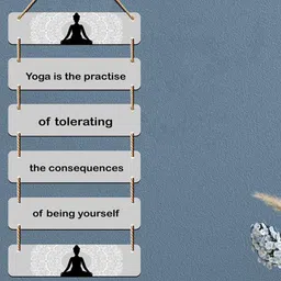 SAF Set Of 6 Grey & Black Printed Yoga-Motivational Quotes Wooden Wall Hanging-image-21