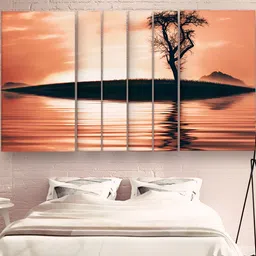 Casperme Brown & Black 6 Pieces Wooden River Painting Wall Arts-picture-40