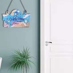 Kuber Industries Blue & White Welcome To Our Home Wall Decor-picture-21