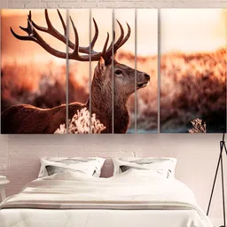 Casperme Brown & Beige 6 Pieces Wooden Deer Painting Wall Arts-image-34
