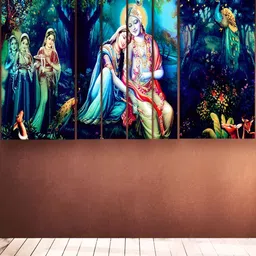 Casperme Blue 6 Pieces Radha Krishna Wooden Painting Wall Arts-picture-29