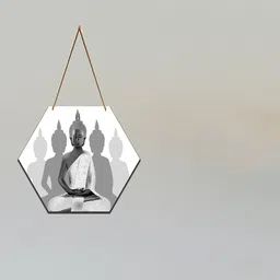 SAF White & Grey Lord Buddha Printed Hexagon Wall Hanging-picture-24