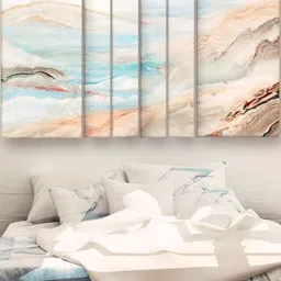 Casperme White & Blue 6 Pieces Wooden Abstract Painting Wall Arts-image-14