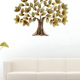 HANDICRAFTS PARADISE Green and Brown Metal Tree Wall Decor-image-16