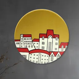 ARTYSTA BEAUTIFYING LIVES Yellow & White Old City Wall Plate-picture-39