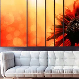Casperme Yellow & Orange-Coloured Floral 6 Piece Wooden Framed Painting Wall Art-picture-31