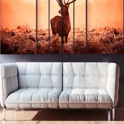 Casperme Brown & Orange 6 Pieces Wooden Modern Deer Painting Wall Arts-image-18