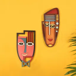 AAKRITI ART CREATIONS Set Of 2 Coral Pink & Mustard-Yellow The Tango Couple Wall Decor-picture-10