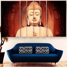 Casperme Brown & Beige 6 Pieces Wooden Buddha Painting Wall Arts-image-62