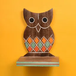 AAKRITI ART CREATIONS Brown & Orange Wood Basic Wall Shelf-picture-41