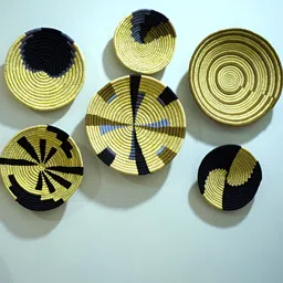 One Posh Home Brown & Beige 6 Pieces Woven Hanging Wall Baskets-picture-39