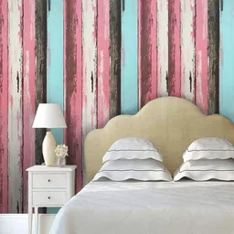Jaamso Royals Pink & Blue Self-Adhesive & Waterproof Striped Wallpaper-picture-38