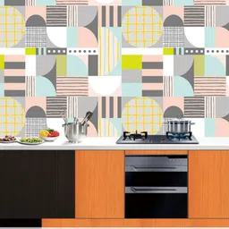 Jaamso Royals Grey Tile Design Kitchen Wallpaper-image-39