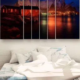 Casperme Red & Black 6 Pieces Wooden Nature Wall Paintings-image-14