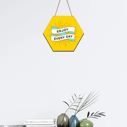 SAF Yellow & White Printed Wooden Wall Hanging-picture-41