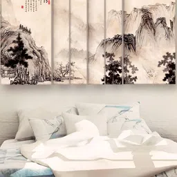 Casperme Off White & Black 6 Pieces Wooden Painting Wall Arts-image-60