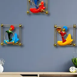 PRANJALS HOUSE Red & Yellow 3 Pieces Metal Musician Frame Wall Decor-picture-30