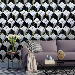 Jaamso Royals Black & White 3D Marble Self-Adhesive Waterproof Wallpaper-picture-37
