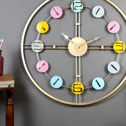 Amaya Decors Gold Toned Number Frame Wall Clock-picture-5