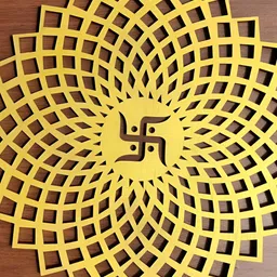 World Wide Kart Gold Toned Wooden Swastika Round Om Chakra Hanging Wall Decor-picture-22